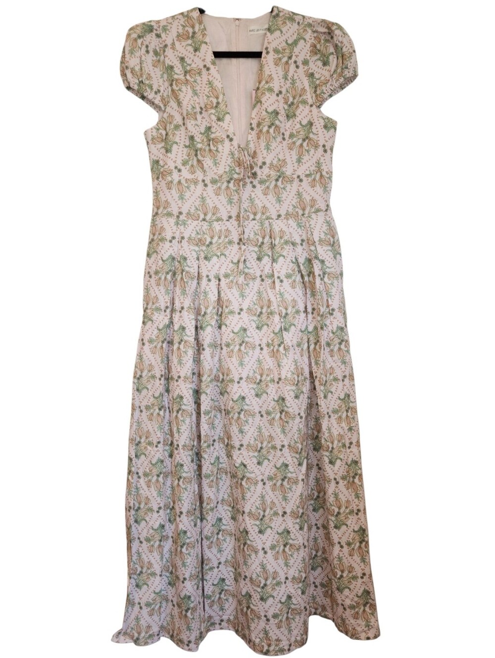 NWT Avec Les Filles Fit & Flare Linen Blend Maxi Dress Size 10 Tulip Tapestry - Picture 2 of 14